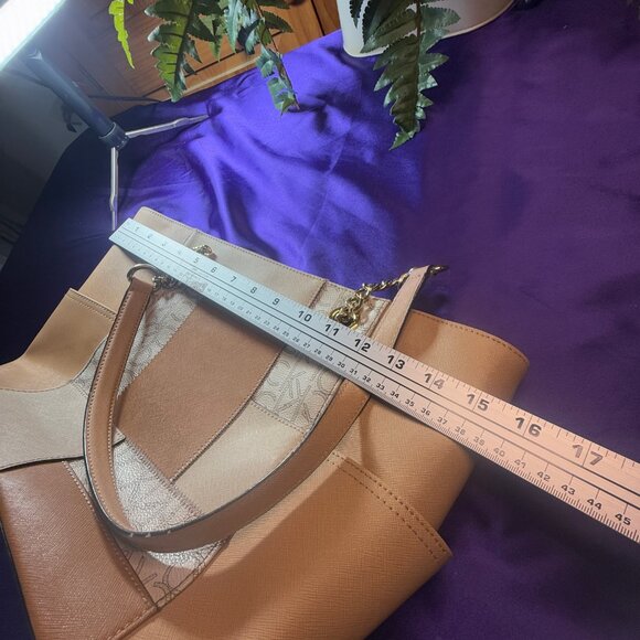 πCalvin Klein Hayden Saffiano Leather Patchwork Double Handle Tote - Handbag - Picture 13 of 16